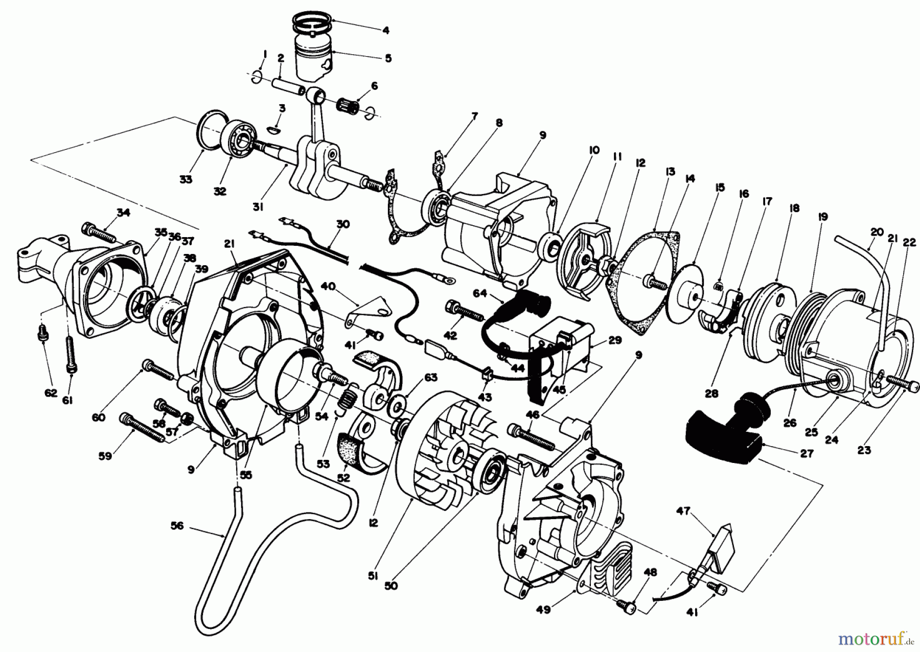 Toro Neu Trimmers, String/Brush 51643 (TC 3000) - Toro TC 3000 Gas Trimmer, 1987 (7000001-7999999) ENGINE ASSEMBLY