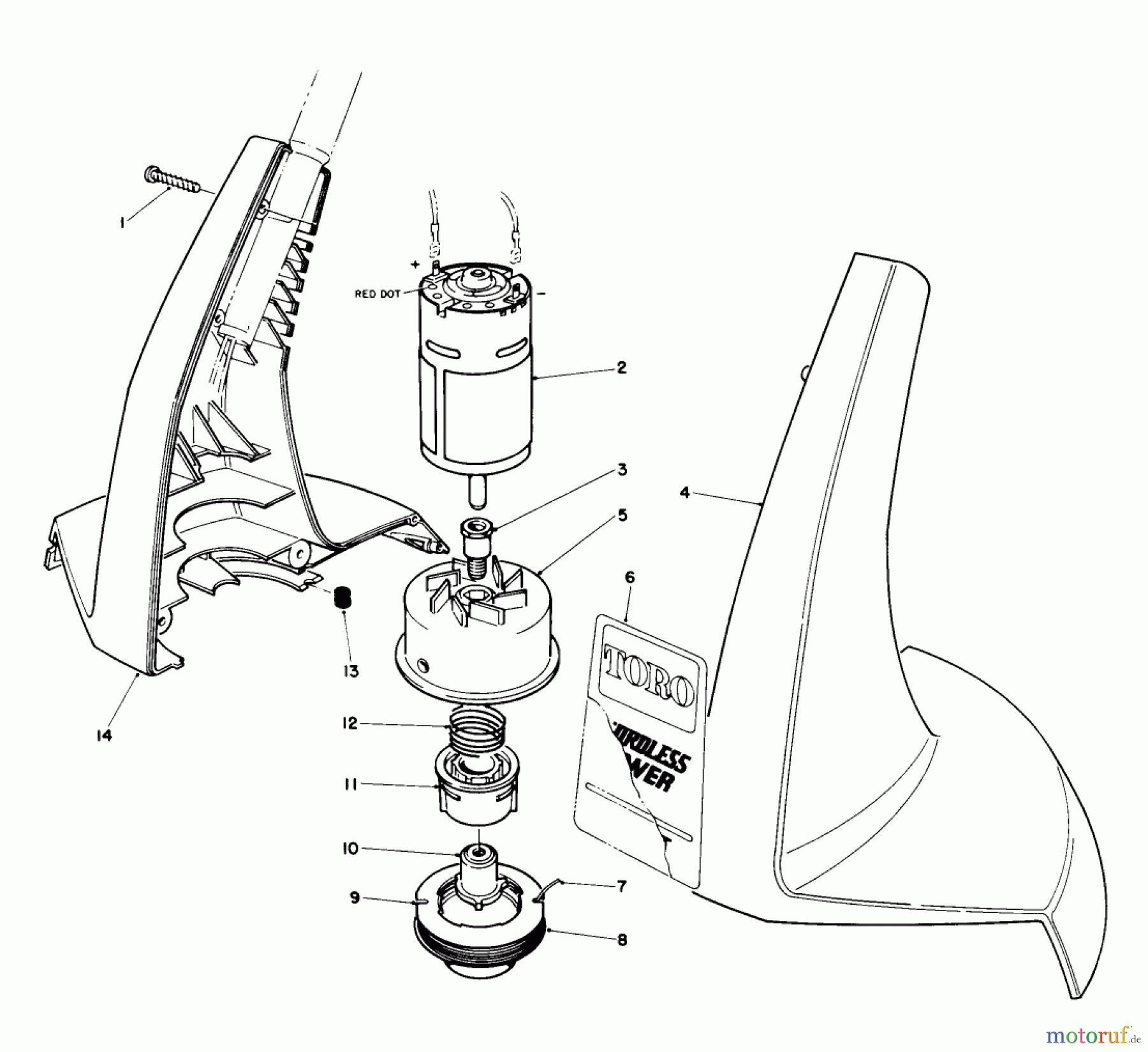  Toro Neu Trimmers, String/Brush 51720 - Toro Trimmer, 1992 (2000001-2999999) MOTOR AND HOUSING ASSEMBLY