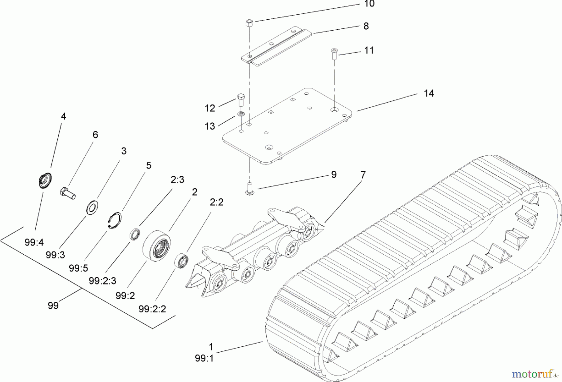 Compact Utility Attachments 106-7722 - Toro Track Guide Refit Kit, Dingo TX 425 Wide Track Compact Utility Loader RIGHT-HAND TRACK GUIDE REFIT KIT NO. 106-7721