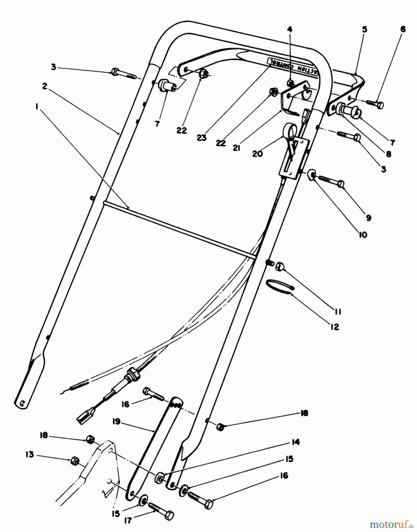  Rasenmäher 22030 - Toro Walk-Behind Mower (SN: 9000001 - 9999999) (1989) HANDLE ASSEMBLY (MODEL 22035)