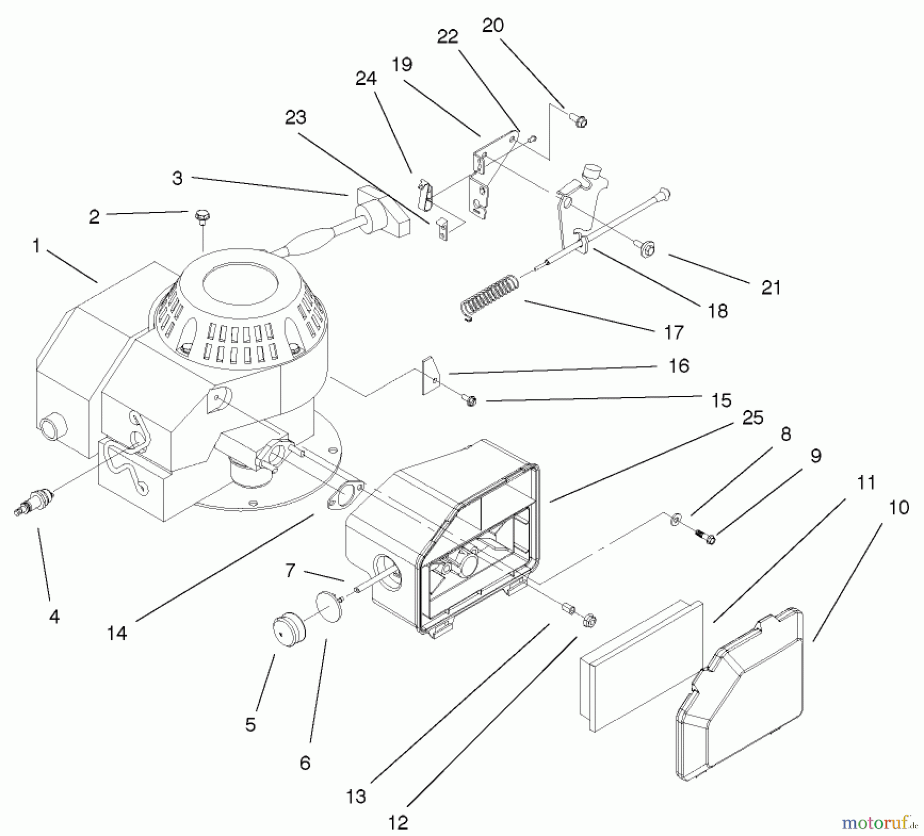 Rasenmäher 22040 - Toro Recycler Walk-Behind Mower (SN: 230000001 - 230999999) (2003) ENGINE AND AIR FILTER ASSEMBLY