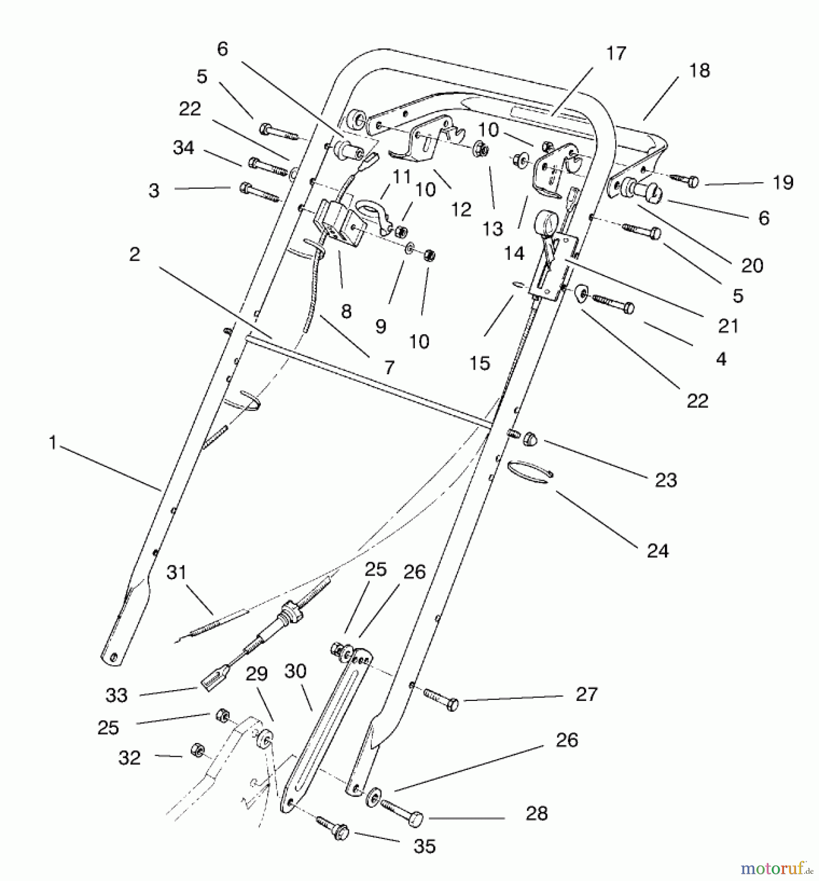 Rasenmäher 22040 - Toro Recycler Walk-Behind Mower (SN: 8900001 - 8999999) (1998) HANDLE ASSEMBLY