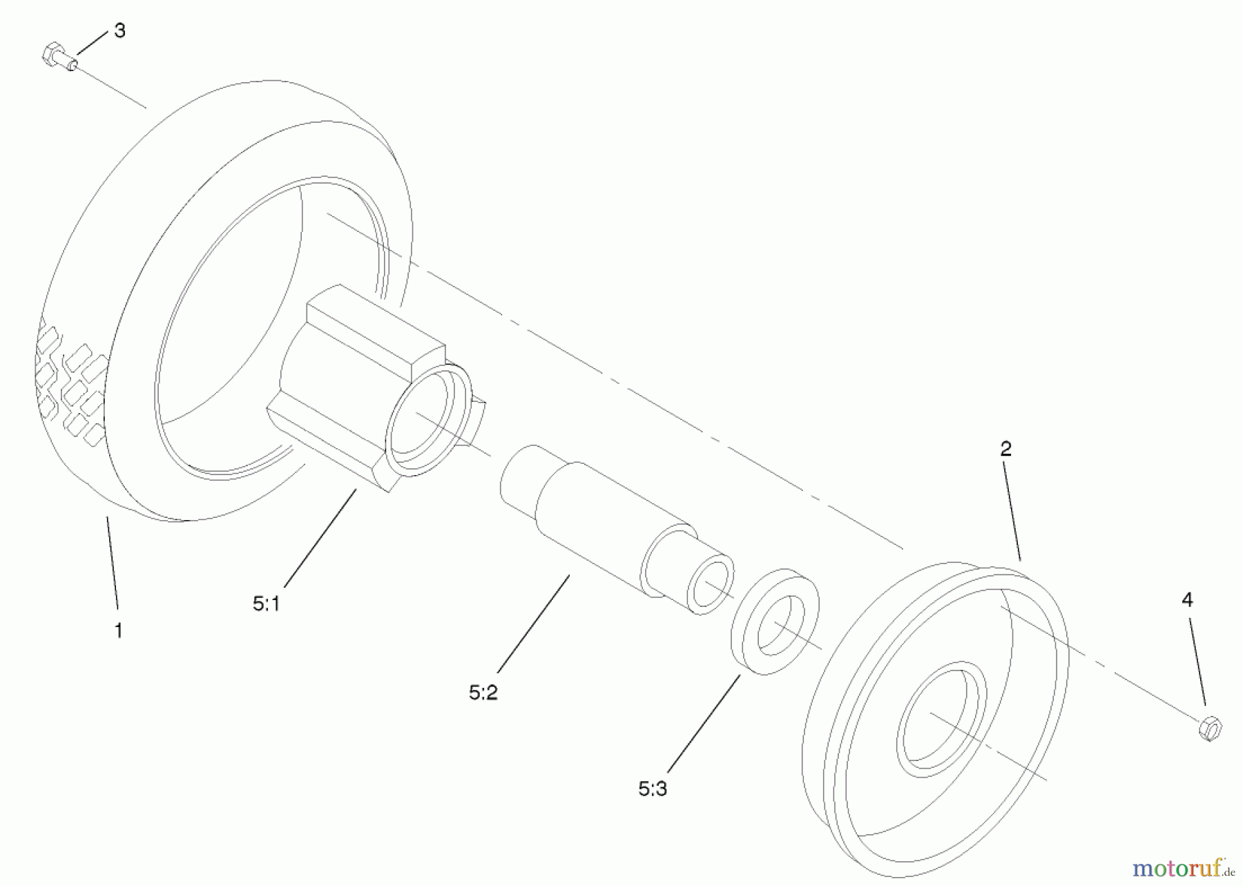  Rasenmäher 22043 - Toro Recycler Mower (SN: 220000001 - 220999999) (2002) FRONT WHEEL AND TIRE ASSEMBLY