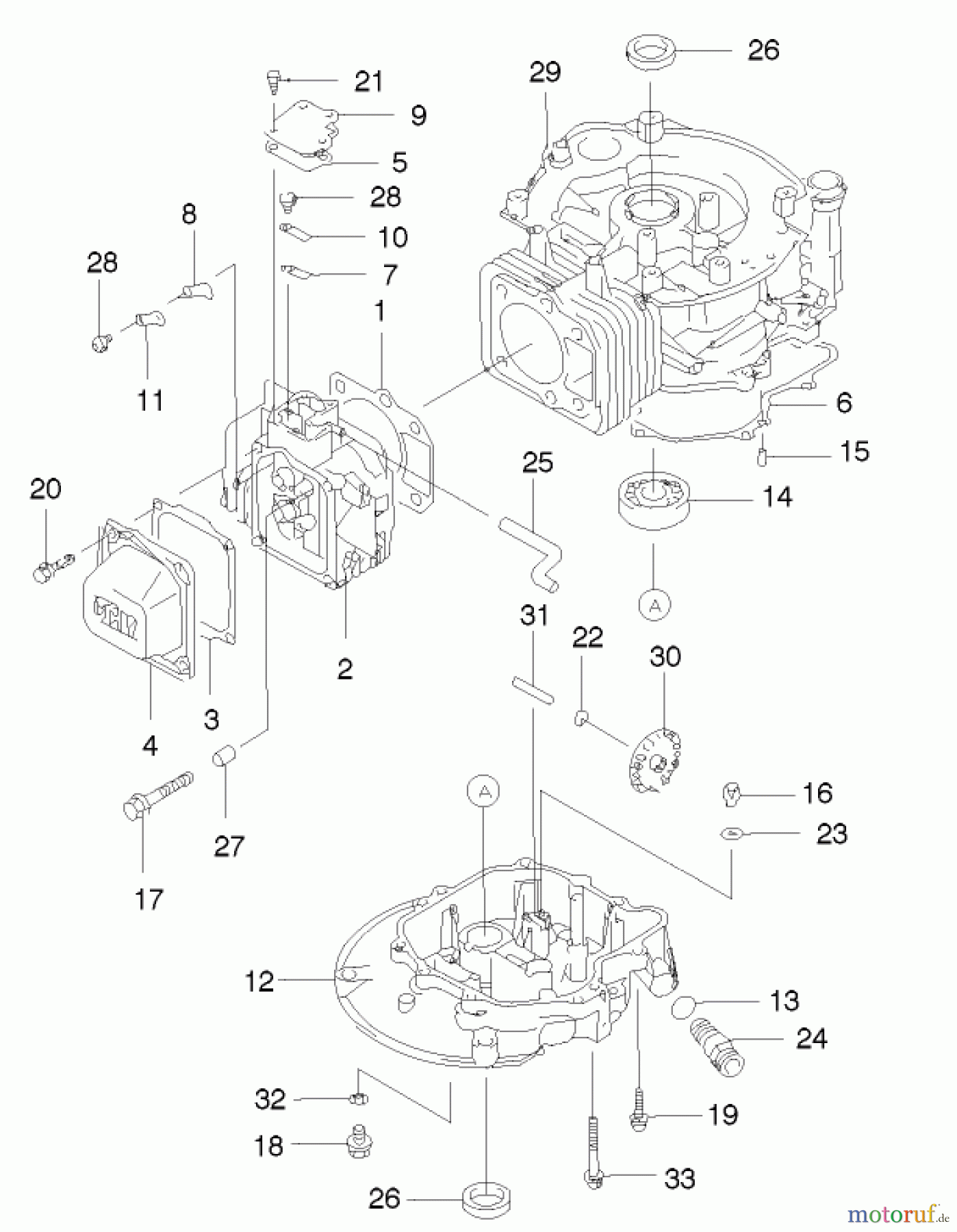 Rasenmäher 22174 - Toro 53cm Heavy-Duty Recycler Mower (SN: 210000001 - 210999999) (2001) CYLINDER AND CRANKCASE ASSEMBLY