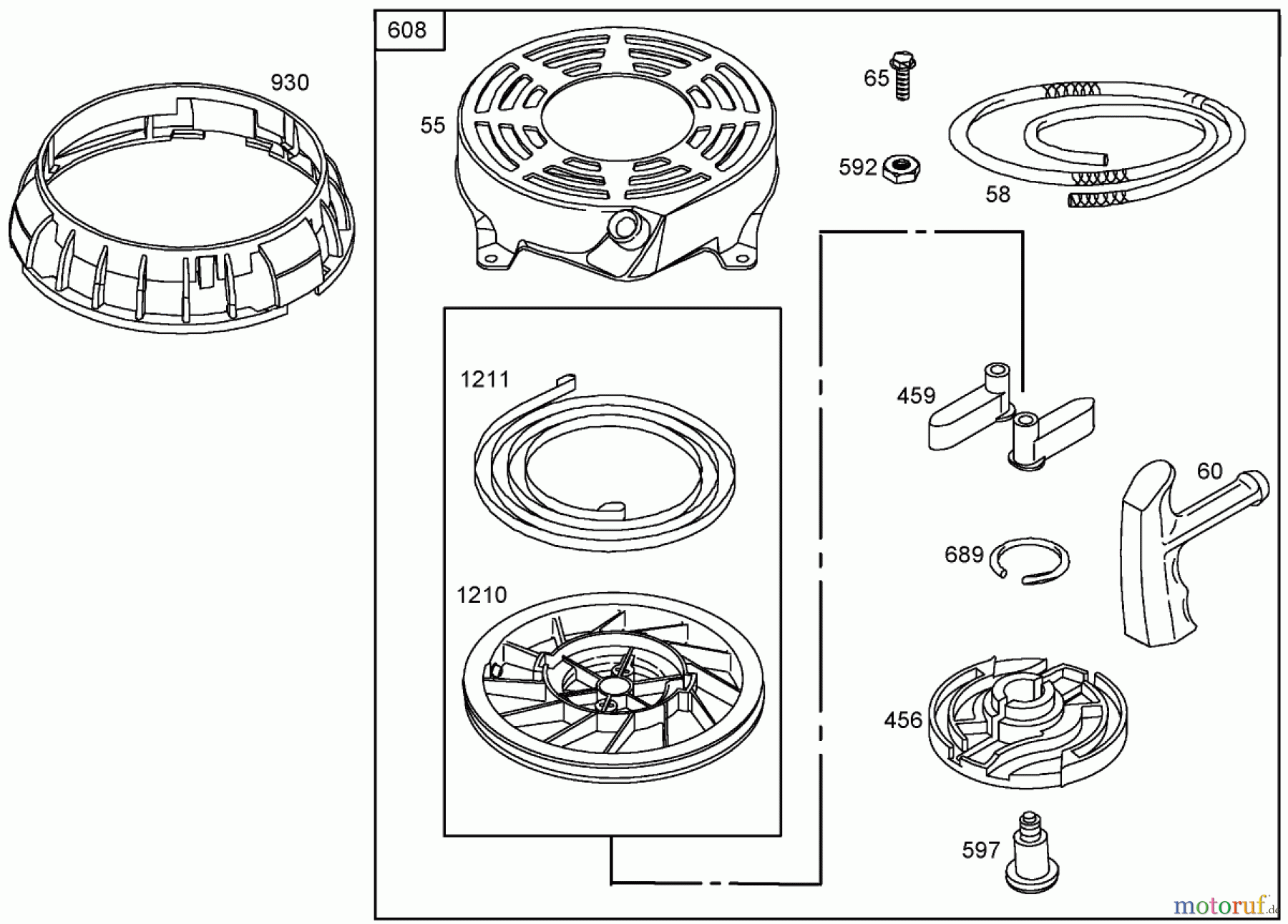 Rasenmäher 22242 - Toro Commercial Side-Discharge Lawnmower (SN: 260000001 - 260999999) (2006) STARTER ASSEMBLY BRIGGS AND STRATTON 12W802-1701-B1