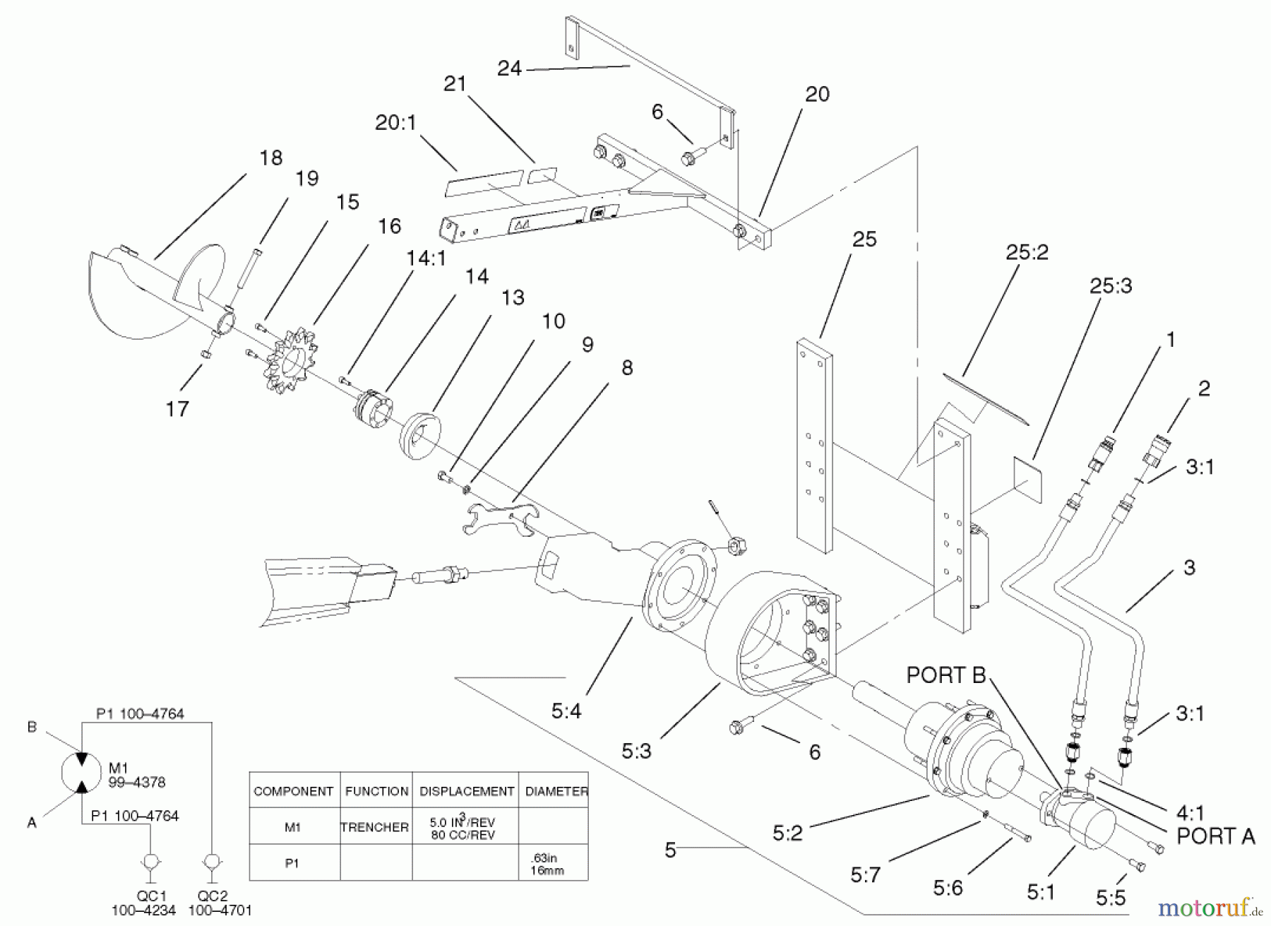  Compact Utility Attachments 22447 - Toro Trencher Head, Dingo Compact Utility Loader (SN: 220000001 - 220999999) (2002) TRENCHER ASSEMBLY