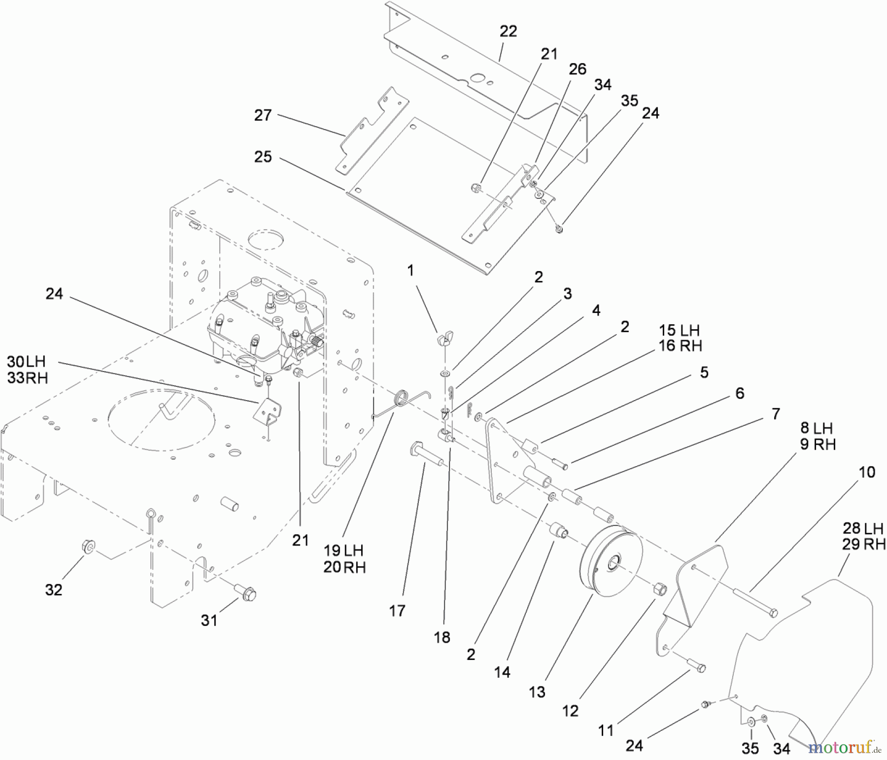  Rasenmäher für Großflächen 30031 - Toro Commercial 91cm Walk-Behind Mower, 15HP, T-Bar, Gear Drive, TURBO FORCE Cutting Unit (SN: 311000001 - 311999999) (2011) LOWER CONTROL ASSEMBLY