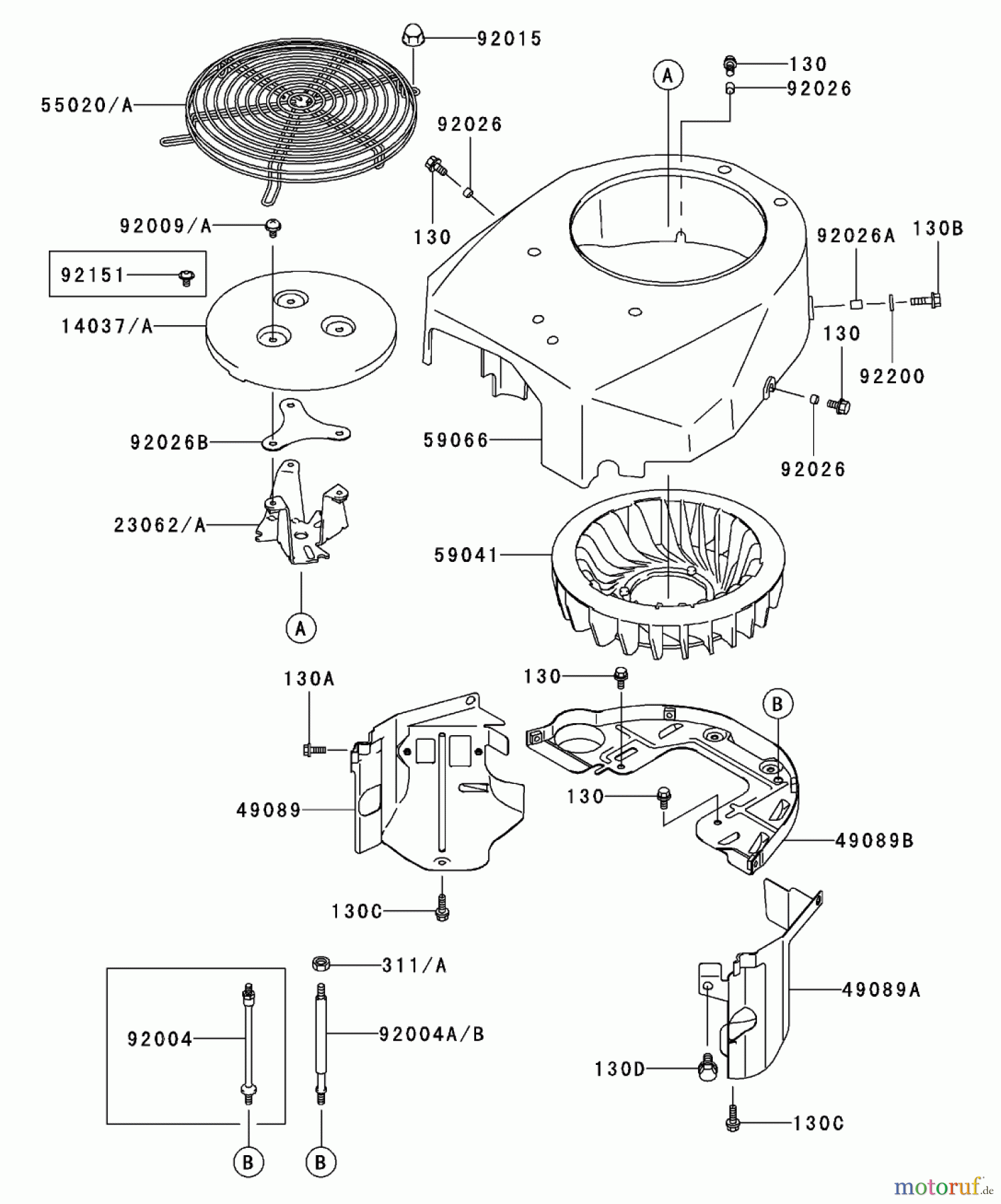  Zerto-Turn Mäher 74161TE (Z147) - Toro Z Master Mower, 112cm SFS Side Discharge Deck (SN: 240000001 - 240001000) (2004) COOLING EQUIPMENT ASSEMBLY KAWASAKI FH500V-ES10