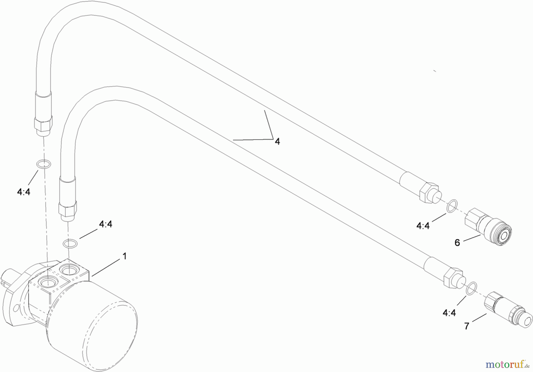  Compact Utility Attachments 23102 - Toro Soil Cultivator, Compact Utility Loaders (SN: 280000001 - 280999999) (2008) HYDRAULIC HOSE AND MOTOR ASSEMBLY