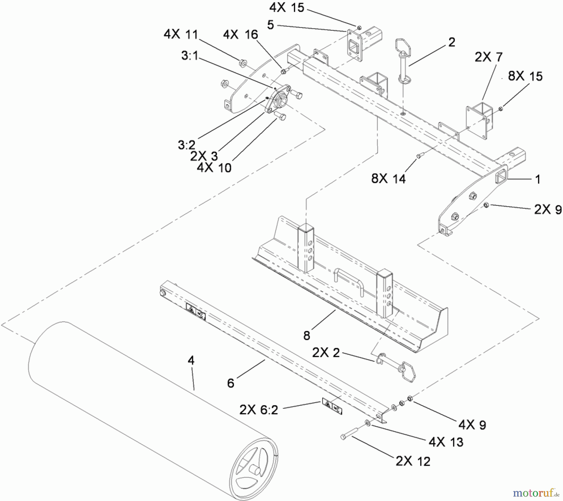  Compact Utility Attachments 23102 - Toro Soil Cultivator, Compact Utility Loaders (SN: 290000001 - 290999999) (2009) ROLLER FRAME AND GRADER ASSEMBLY