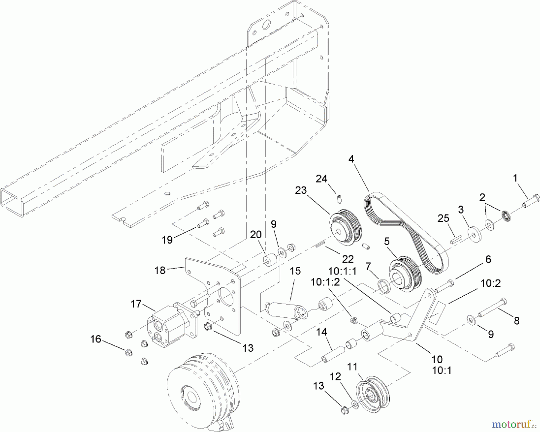  Zerto-Turn Mäher 74269TE (Z597-D) - Toro Z Master Mower, 182cm TURBO FORCE Side Discharge Deck (SN: 260000001 - 260999999) (2006) COOLING PUMP DRIVE ASSEMBLY