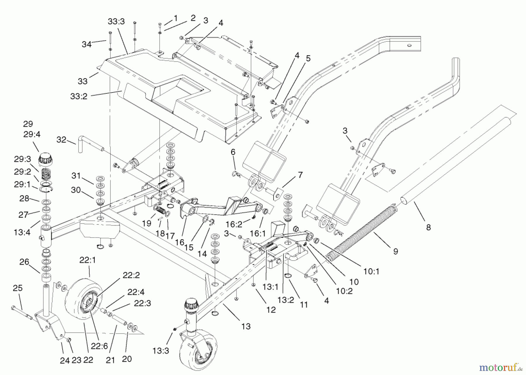 Zerto-Turn Mäher 74804TE (Z350) - Toro Z Master, 122cm Mower and Bagger (SN: 220000001 - 220999999) (2002) CARRIER FRAME ASSEMBLY