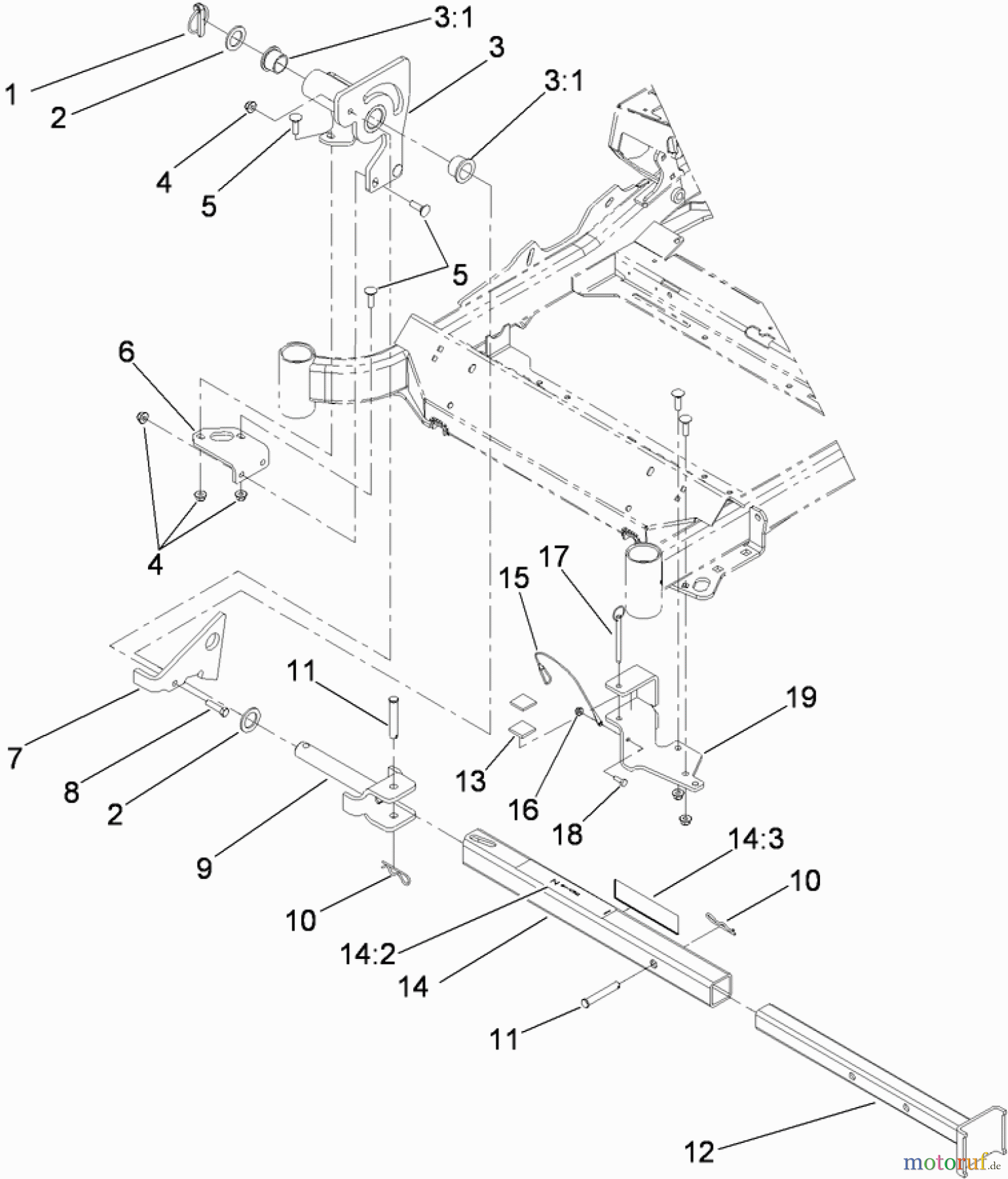  Zerto-Turn Mäher 74923TE - Toro Z Master G3 Riding Mower, 132cm TURBO FORCE Side Discharge Deck (SN: 290000001 - 290999999) (2009) Z STAND ASSEMBLY