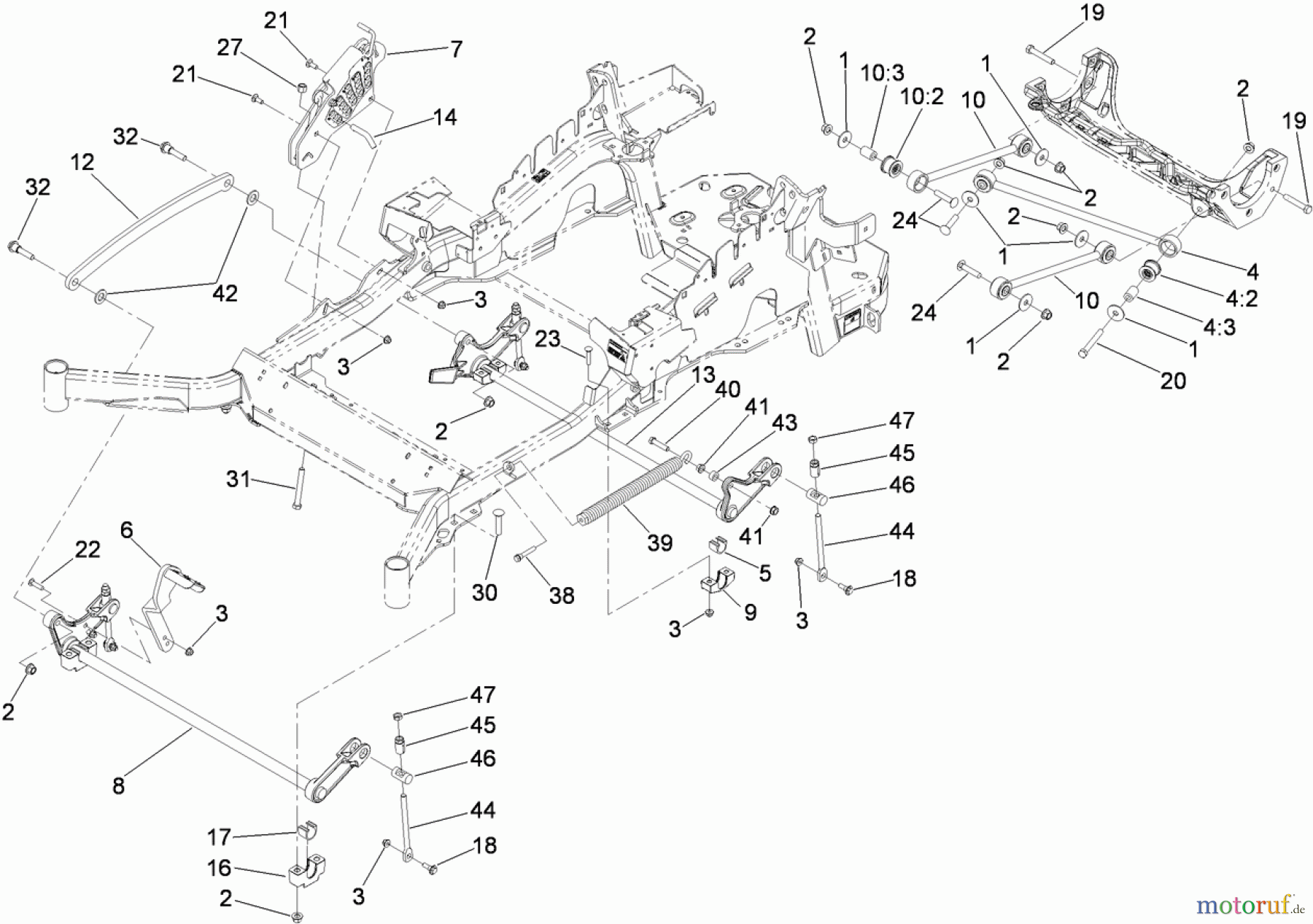  Zerto-Turn Mäher 74925TE - Toro Z Master G3 Riding Mower, 152cm TURBO FORCE Side Discharge Deck (SN: 310000001 - 310999999) (2010) DECK LIFT ASSEMBLY